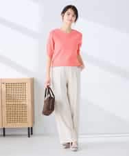 K2FGD79039 a.v.v(アー・ヴェ・ヴェ) ハーフスリーブVネックサマーニット【WEB限定/洗える/接触冷感/UVカット】 ブラック