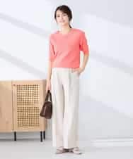 K2FGD79039 a.v.v(アー・ヴェ・ヴェ) ハーフスリーブVネックサマーニット【WEB限定/洗える/接触冷感/UVカット】 ブラック