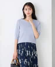 K2FGD79039 a.v.v(アー・ヴェ・ヴェ) ハーフスリーブVネックサマーニット【WEB限定/洗える/接触冷感/UVカット】 ブラック