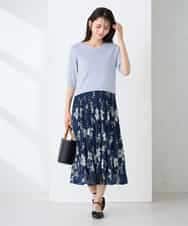 K2FGD79039 a.v.v(アー・ヴェ・ヴェ) ハーフスリーブVネックサマーニット【WEB限定/洗える/接触冷感/UVカット】 ブラック