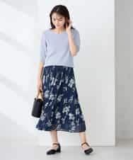 K2FGD79039 a.v.v(アー・ヴェ・ヴェ) ハーフスリーブVネックサマーニット【WEB限定/洗える/接触冷感/UVカット】 ブラック