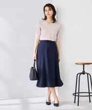 K2FGD79039 a.v.v(アー・ヴェ・ヴェ) ハーフスリーブVネックサマーニット【WEB限定/洗える/接触冷感/UVカット】 ブラック