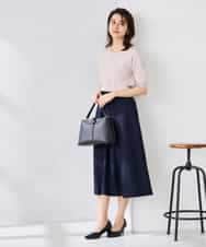 K2FGD79039 a.v.v(アー・ヴェ・ヴェ) ハーフスリーブVネックサマーニット【WEB限定/洗える/接触冷感/UVカット】 ブラック