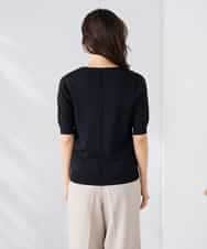 K2FGD79039 a.v.v(アー・ヴェ・ヴェ) ハーフスリーブVネックサマーニット【WEB限定/洗える/接触冷感/UVカット】 ブラック