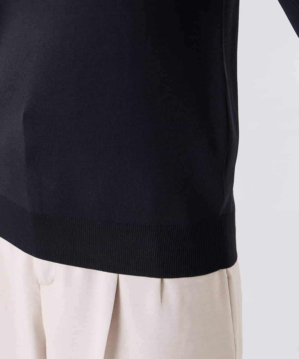 K2FGD79039 a.v.v(アー・ヴェ・ヴェ) ハーフスリーブVネックサマーニット【WEB限定/洗える/接触冷感/UVカット】 ブラック