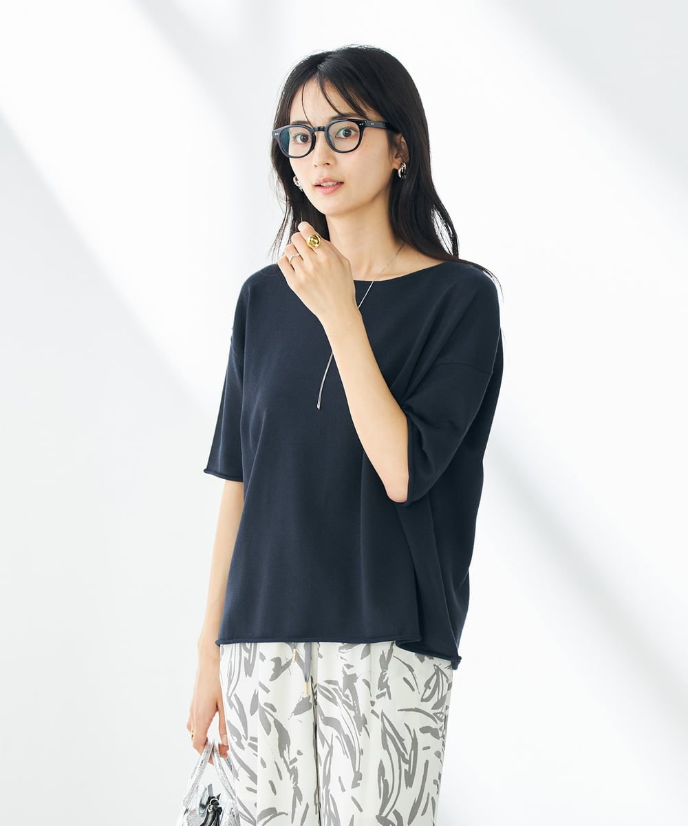 K2FHA17039 a.v.v(アー・ヴェ・ヴェ) サマーニットTシャツ ネイビー