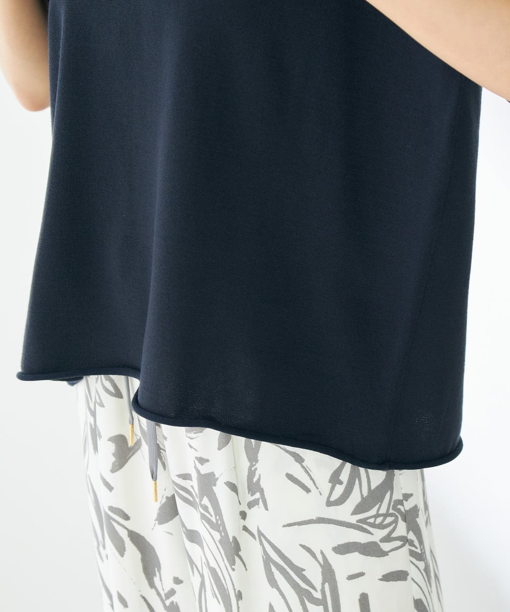 K2FHA17039 a.v.v(アー・ヴェ・ヴェ) サマーニットTシャツ ネイビー