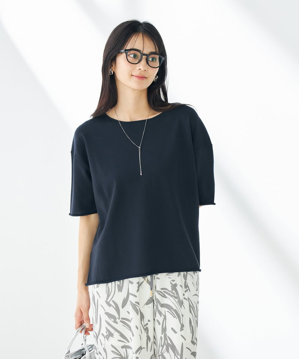 K2FHA17039 a.v.v(アー・ヴェ・ヴェ) サマーニットTシャツ ネイビー