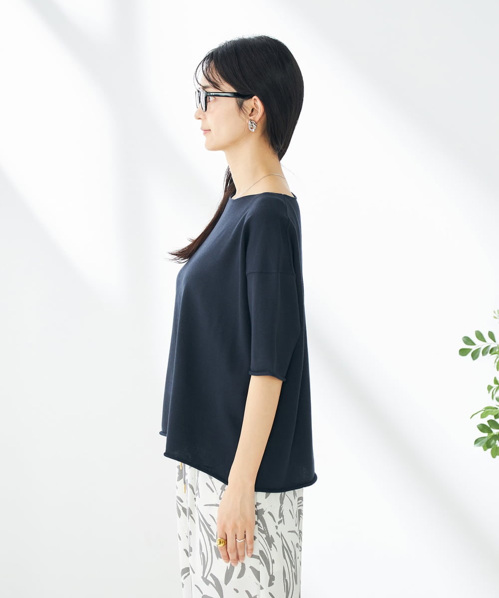 K2FHA17039 a.v.v(アー・ヴェ・ヴェ) サマーニットTシャツ ネイビー