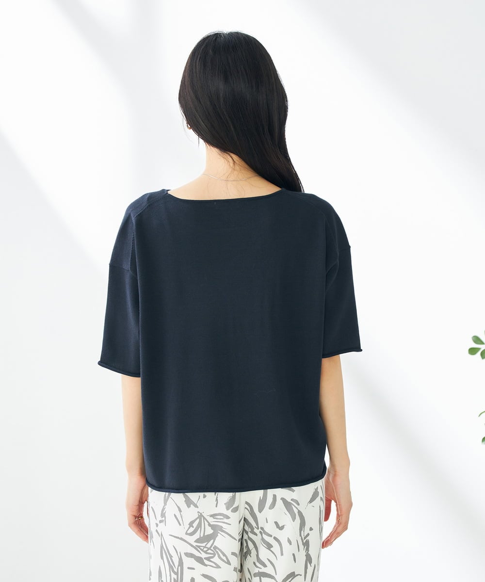 K2FHA17039 a.v.v(アー・ヴェ・ヴェ) サマーニットTシャツ ネイビー