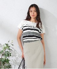 K2FHA30039 a.v.v(アー・ヴェ・ヴェ) 【接触冷感/UVカット】フレンチスリーブ美ラクるサマーニット ブルー