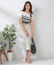 K2FHA30039 a.v.v(アー・ヴェ・ヴェ) 【接触冷感/UVカット】フレンチスリーブ美ラクるサマーニット ブルー