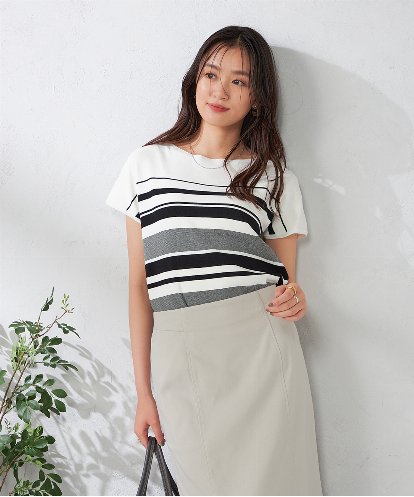 K2FHA30039 a.v.v 【接触冷感/UVカット】フレンチスリーブ美ラクるサマーニット