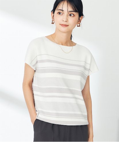 K2FHA30039 a.v.v 【接触冷感/UVカット】フレンチスリーブ美ラクるサマーニット