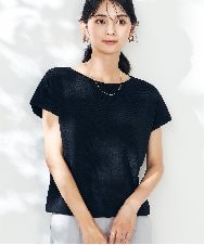 K2FHA30039 a.v.v(アー・ヴェ・ヴェ) 【接触冷感/UVカット】フレンチスリーブ美ラクるサマーニット ブラック