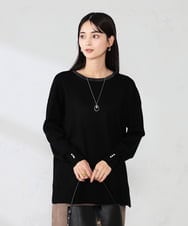 K2FJA06044 a.v.v(アー・ヴェ・ヴェ) 袖パール付きチュニックニット ライトイエロー