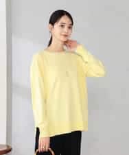 K2FJA06044 a.v.v(アー・ヴェ・ヴェ) 袖パール付きチュニックニット ライトイエロー