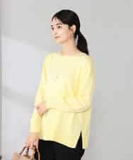 K2FJA06044 a.v.v(アー・ヴェ・ヴェ) 袖パール付きチュニックニット ライトイエロー