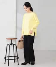 K2FJA06044 a.v.v(アー・ヴェ・ヴェ) 袖パール付きチュニックニット ライトイエロー