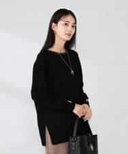 K2FJA06044 a.v.v(アー・ヴェ・ヴェ) 袖パール付きチュニックニット ライトイエロー