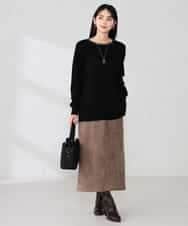 K2FJA06044 a.v.v(アー・ヴェ・ヴェ) 袖パール付きチュニックニット ライトイエロー