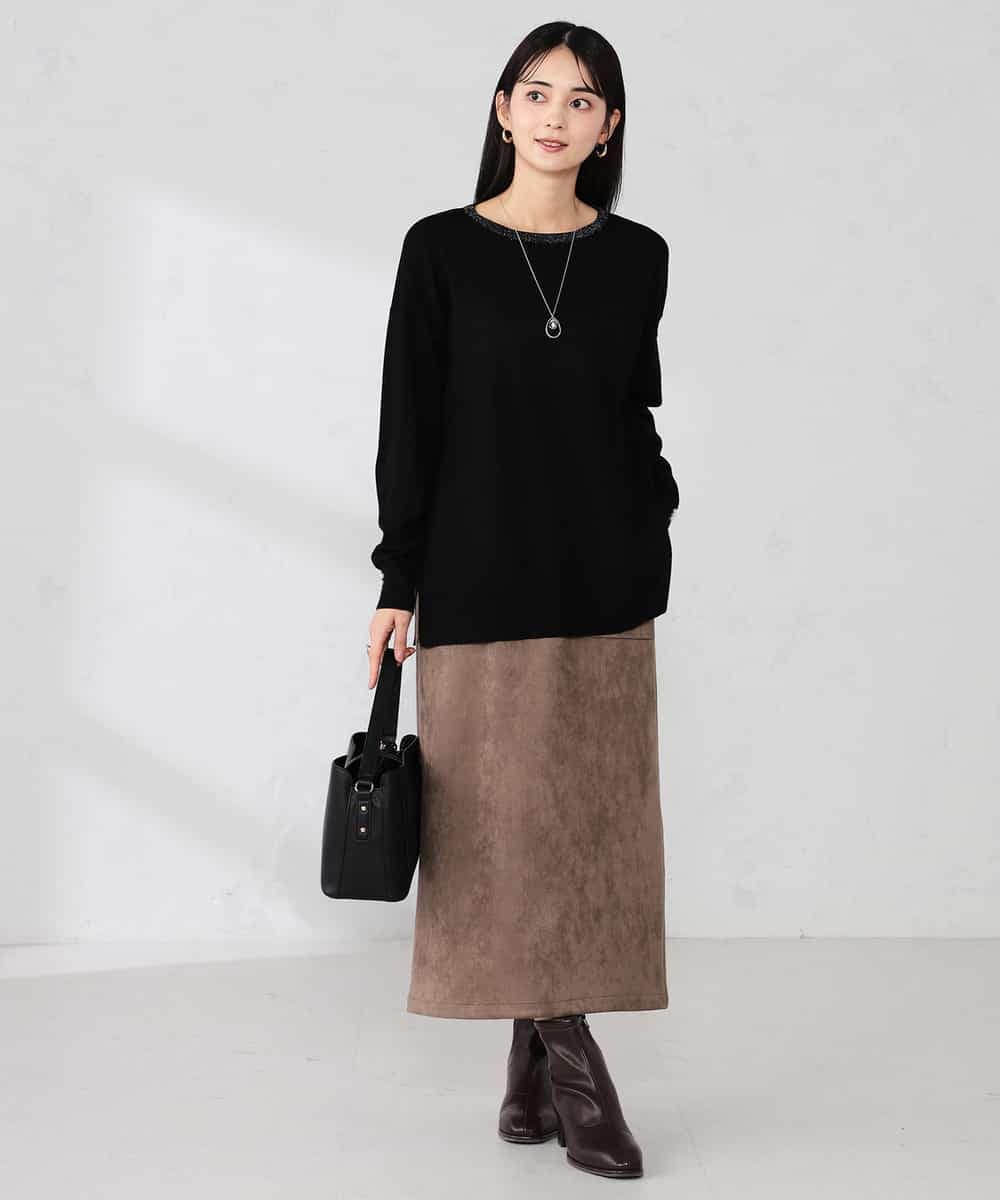 K2FJA06044 a.v.v(アー・ヴェ・ヴェ) 袖パール付きチュニックニット ライトイエロー