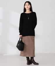 K2FJA06044 a.v.v(アー・ヴェ・ヴェ) 袖パール付きチュニックニット ライトイエロー