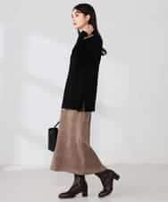 K2FJA06044 a.v.v(アー・ヴェ・ヴェ) 袖パール付きチュニックニット ライトイエロー