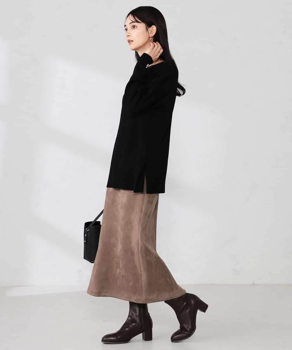 K2FJA06044 a.v.v(アー・ヴェ・ヴェ) 袖パール付きチュニックニット ライトイエロー