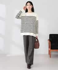 K2FJA06044 a.v.v(アー・ヴェ・ヴェ) 袖パール付きチュニックニット ライトイエロー