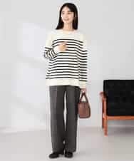 K2FJA06044 a.v.v(アー・ヴェ・ヴェ) 袖パール付きチュニックニット ライトイエロー