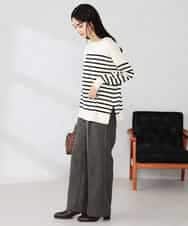 K2FJA06044 a.v.v(アー・ヴェ・ヴェ) 袖パール付きチュニックニット ライトイエロー