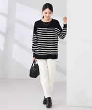 K2FJA06044 a.v.v(アー・ヴェ・ヴェ) 袖パール付きチュニックニット ライトイエロー