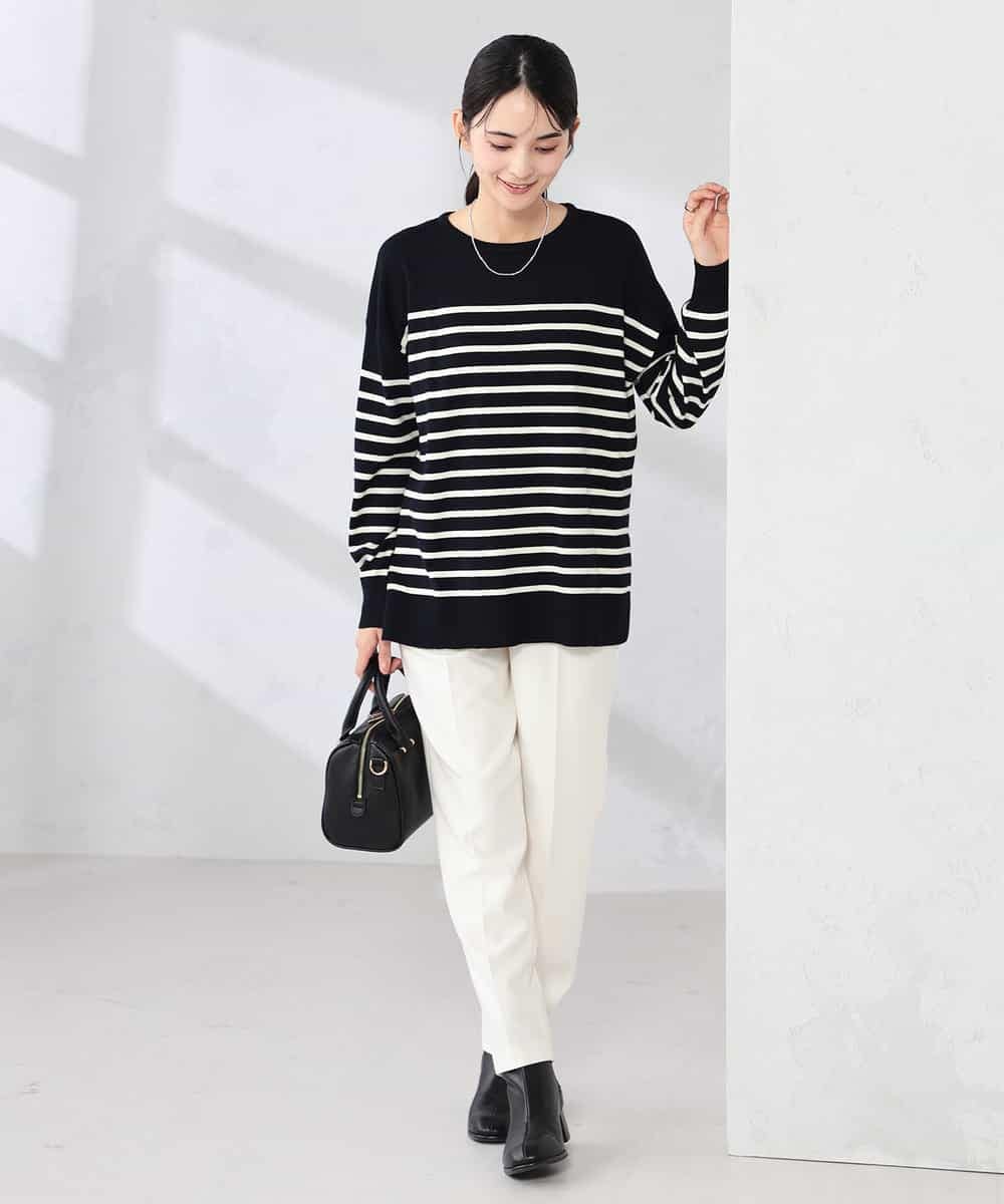 K2FJA06044 a.v.v(アー・ヴェ・ヴェ) 袖パール付きチュニックニット ライトイエロー