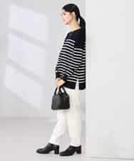 K2FJA06044 a.v.v(アー・ヴェ・ヴェ) 袖パール付きチュニックニット ライトイエロー