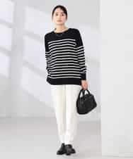 K2FJA06044 a.v.v(アー・ヴェ・ヴェ) 袖パール付きチュニックニット ライトイエロー