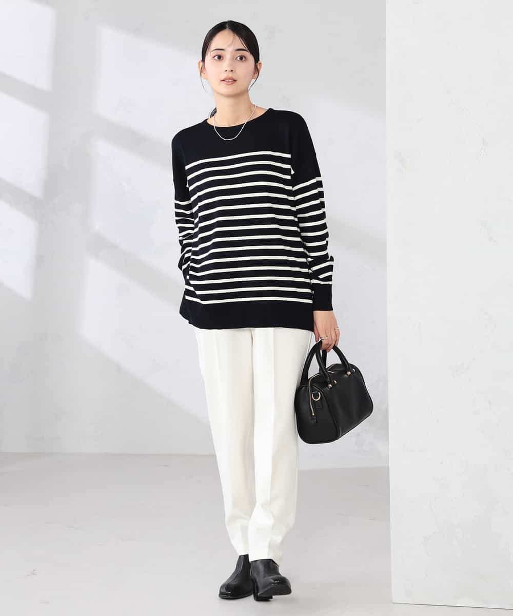 K2FJA06044 a.v.v(アー・ヴェ・ヴェ) 袖パール付きチュニックニット ライトイエロー