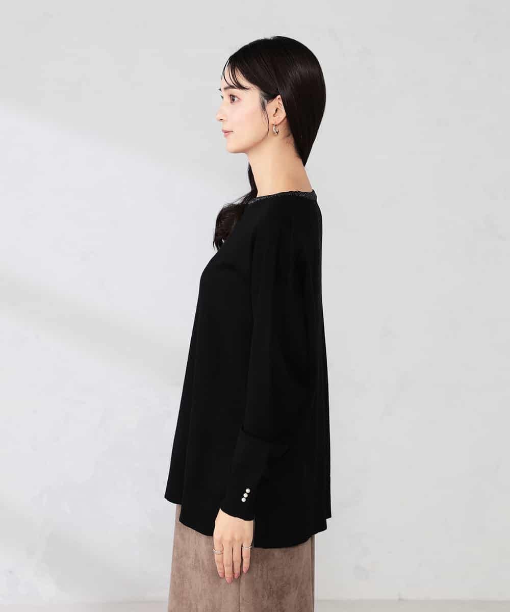 K2FJA06044 a.v.v(アー・ヴェ・ヴェ) 袖パール付きチュニックニット ライトイエロー