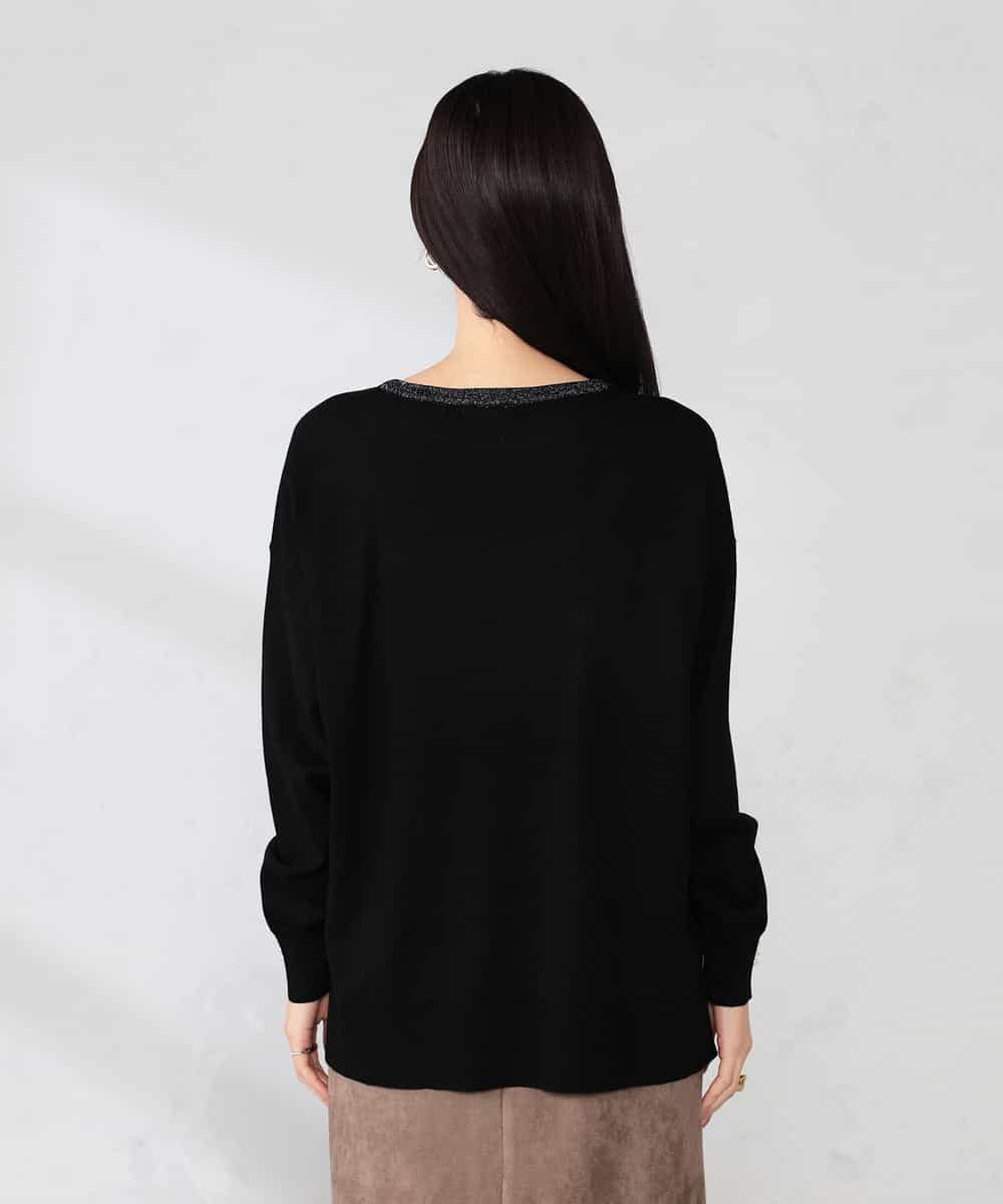 K2FJA06044 a.v.v(アー・ヴェ・ヴェ) 袖パール付きチュニックニット ライトイエロー