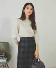 K2FJA69039 a.v.v(アー・ヴェ・ヴェ) 【UVカット/洗える】ボートネックパフスリーブ美ラクるニット ピンク