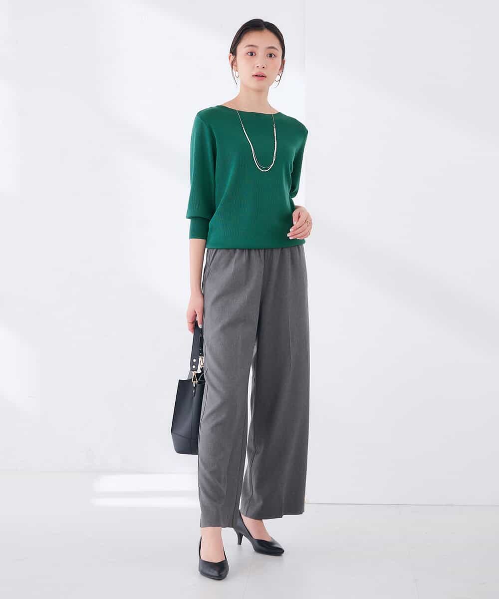 K2FJD69039 a.v.v(アー・ヴェ・ヴェ) 【UVカット/洗える】ボートネックパフスリーブニット ブラック