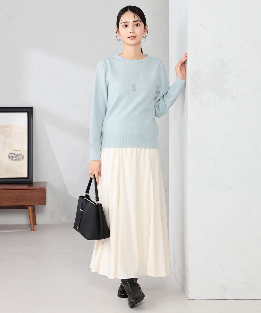 K2FKA14049 a.v.v(アー・ヴェ・ヴェ) スパンコール混クルーネックニット ライトブルー