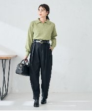K2FKA16044 a.v.v(アー・ヴェ・ヴェ) 襟付きスキッパーニット グリーン
