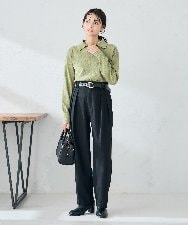 K2FKA16044 a.v.v(アー・ヴェ・ヴェ) 襟付きスキッパーニット グリーン