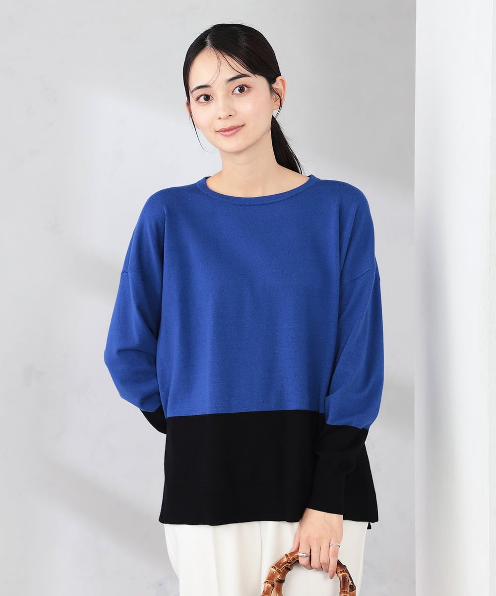 K2FKA18039 a.v.v(アー・ヴェ・ヴェ) バイカラーニット【新色追加】 ブルー