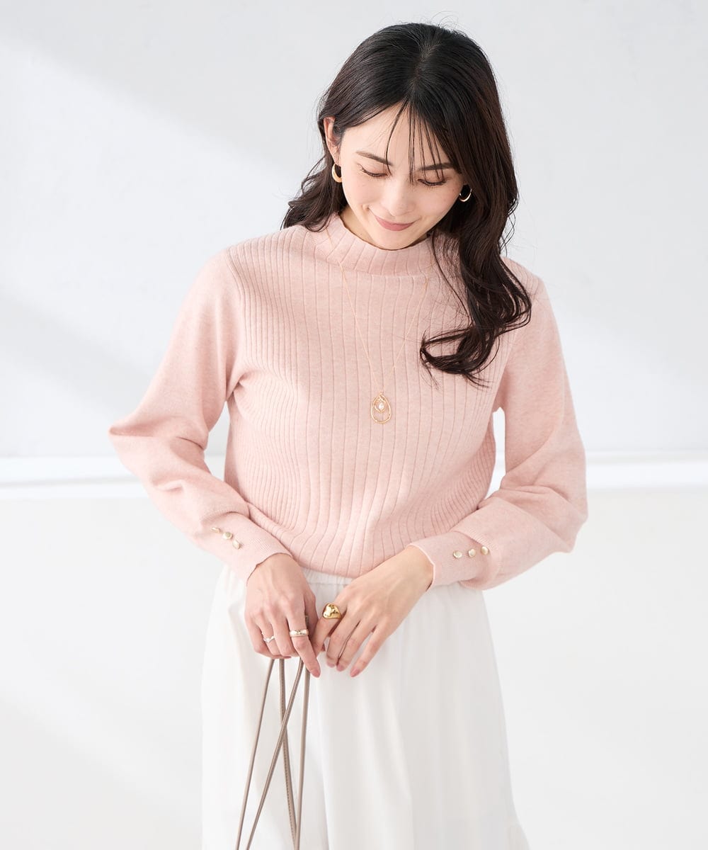 K2FKA24044 a.v.v(アー・ヴェ・ヴェ) プチハイネック針抜きニット【新色追加】 ピンク