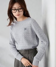 K2FKA26044 a.v.v(アー・ヴェ・ヴェ) ワンポイント刺繍ケーブルニット ラベンダー