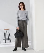 K2FKA26044 a.v.v(アー・ヴェ・ヴェ) ワンポイント刺繍ケーブルニット ラベンダー