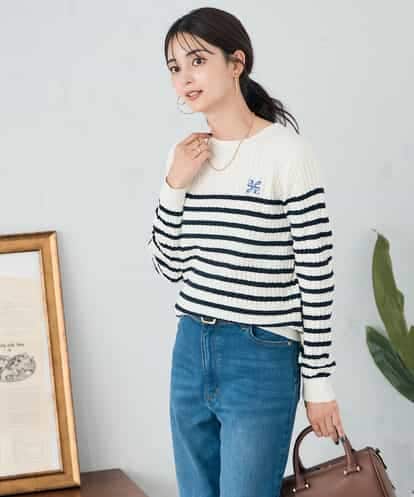 K2FKA26044 a.v.v ワンポイント刺繍ケーブルニット