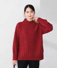 K2FKA55049 a.v.v(アー・ヴェ・ヴェ) ケーブル編みバイアスデザインニット レッド